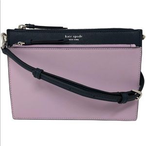 Kate spade New York Cameron Zip cross body purse - lavender, white, petrol blue